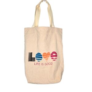 Life Is Good Retro Cotton Canvas Love Graphic Beach Market Tote Bag